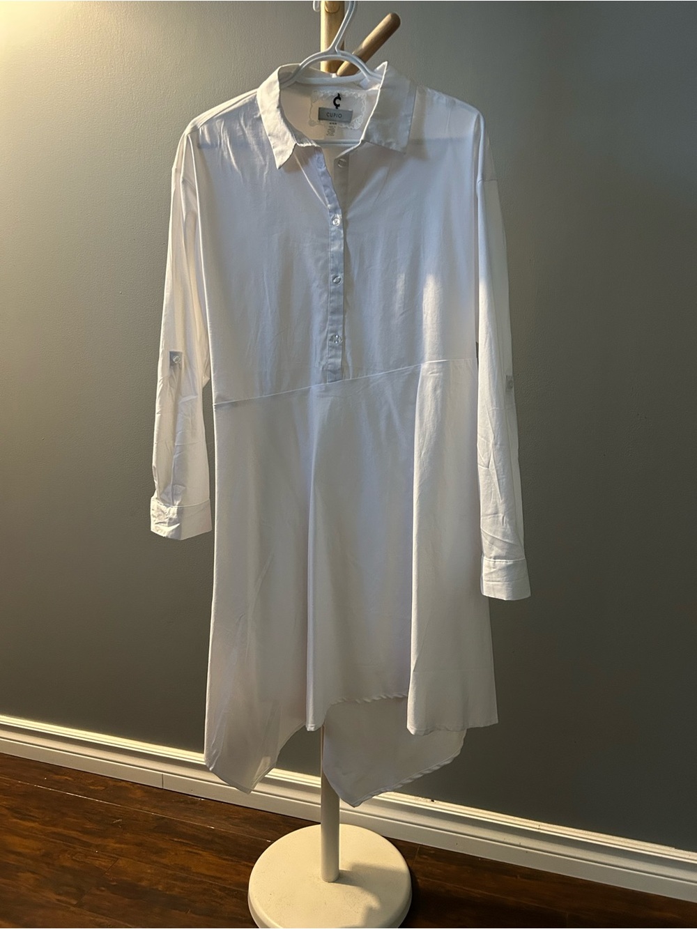 Cupio White Longline Button-Down Shirt